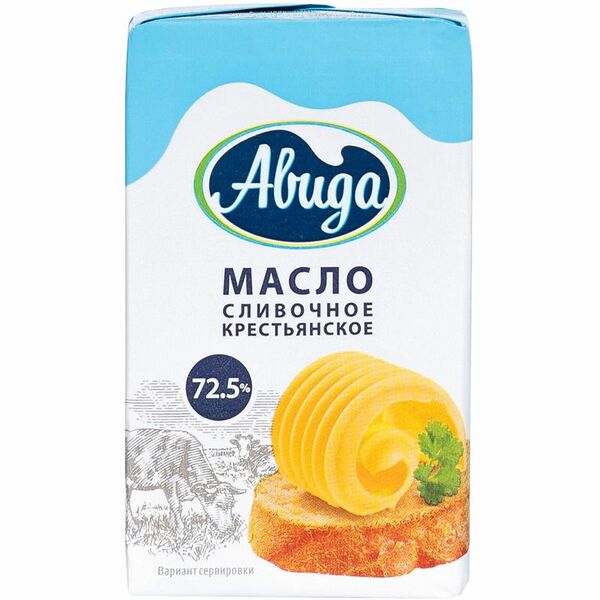 Масло сливочное Авида Крестьянское 72.5%, 180г