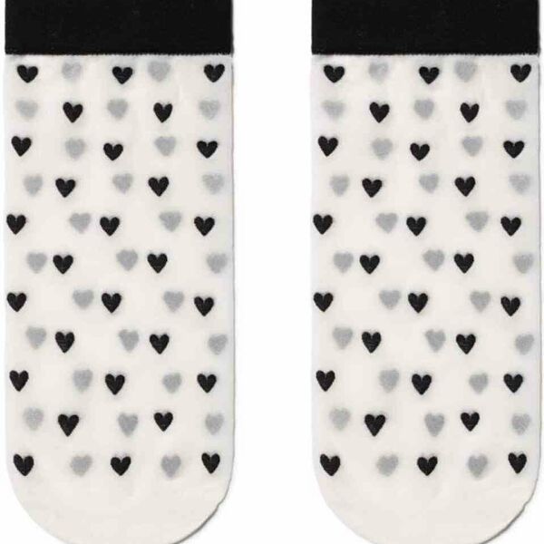 Носки женские Conte Fantasy 19С-111/1СП Сердечки цвет: белый/чёрный 20 den, 23-25 р-р