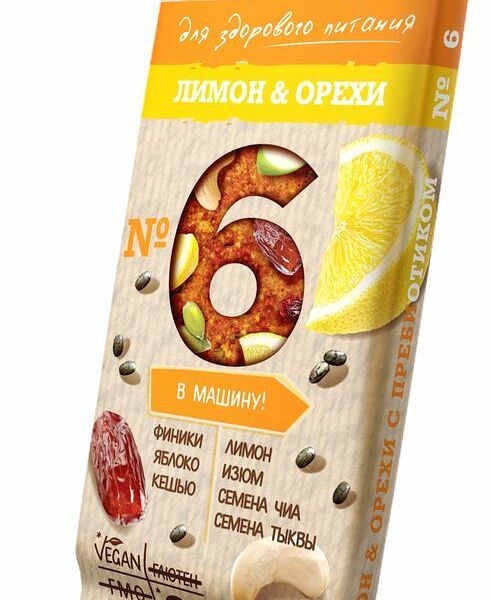 Батончик фруктово-ореховый Bionova №6 Лимон & Орехи