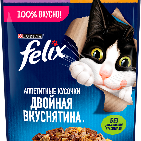 Корм для кошек Felix Двойная вкуснятина с курицей и ягненком, влажный