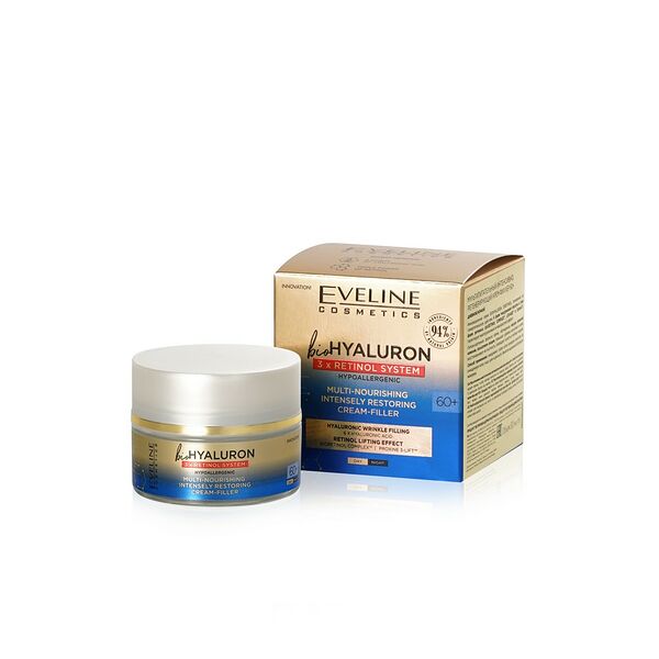 Мультипитательный интенсивно регенерирующий крем - филлер для лица Eveline bio Hyaluron 60+ 50мл
