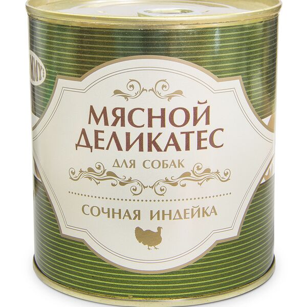 Мясной Деликатес консервы для собак, с натуральной индейкой в желе