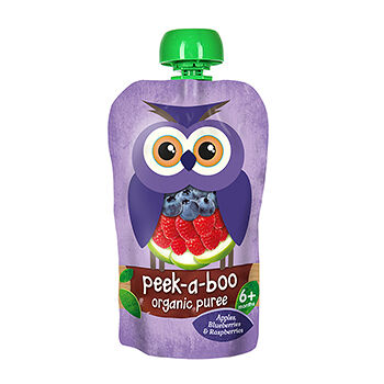 Пюре Peek-a-boo яблоко-малина-черника с 6 месяцев 