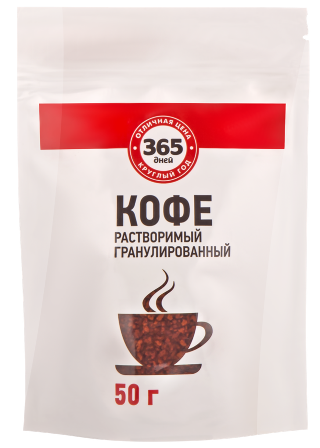

Кофе растворимый 365 дней Arabica натуральный гранулированный 50 г