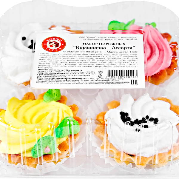 Набор пирожных Конфи-Терра Корзиночка ассорти, 180г