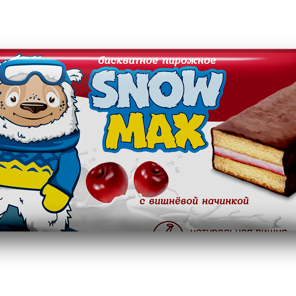 Пирожное бисквитное Snow Max с вишн. нач. глазир. вес 40г Сладкая страна