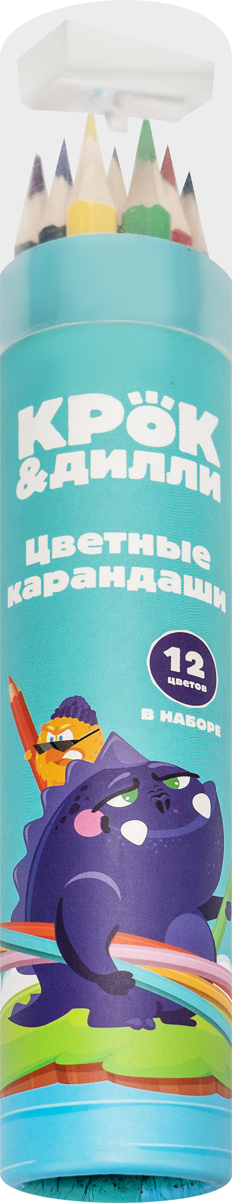 

Набор цветных карандашей Крок&Дилли в тубе с точилкой, 12 цветов, 12 шт