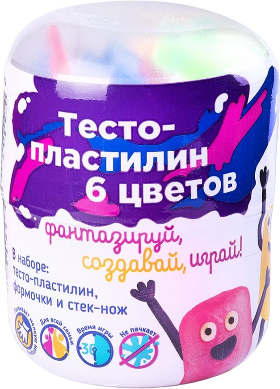 

Тесто для лепки Genio Kids мини-набор пластилин 6 цветов и 5 формочек