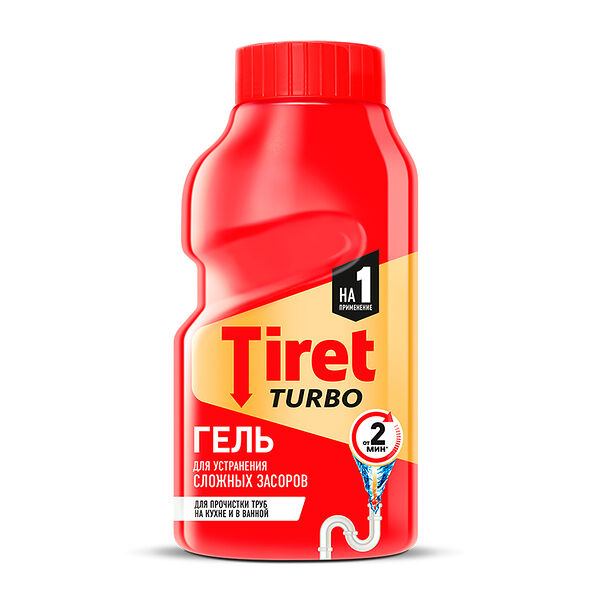 Средство для канализационных труб Tiret Турбо для удаления засоров 200 мл