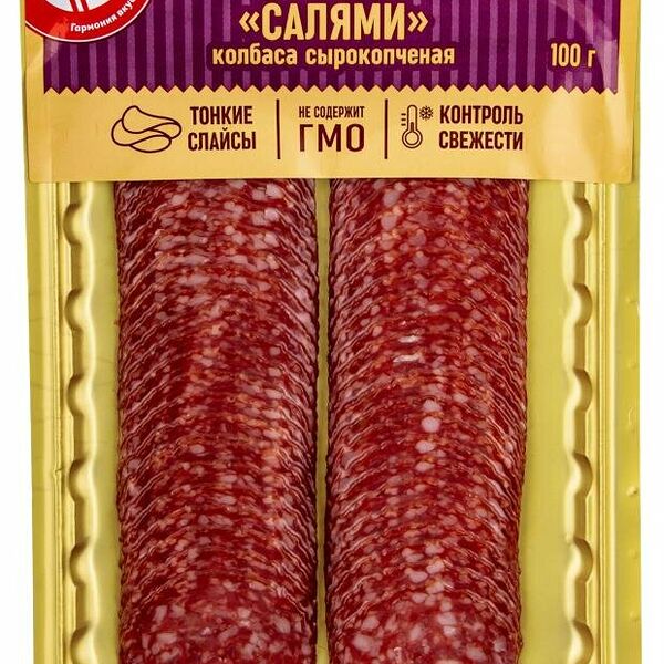 Колбаса сырокопченая Ашан Красная птица Салями в нарезке