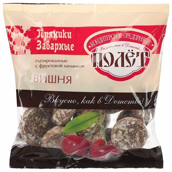 Пряники заварные глазированные КП Полёт с фруктовой начинкой вишня