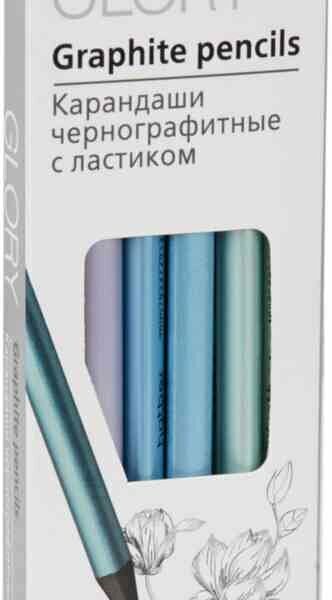 Карандаши чернографитные Hatber Glory с ластиком, 12 шт.