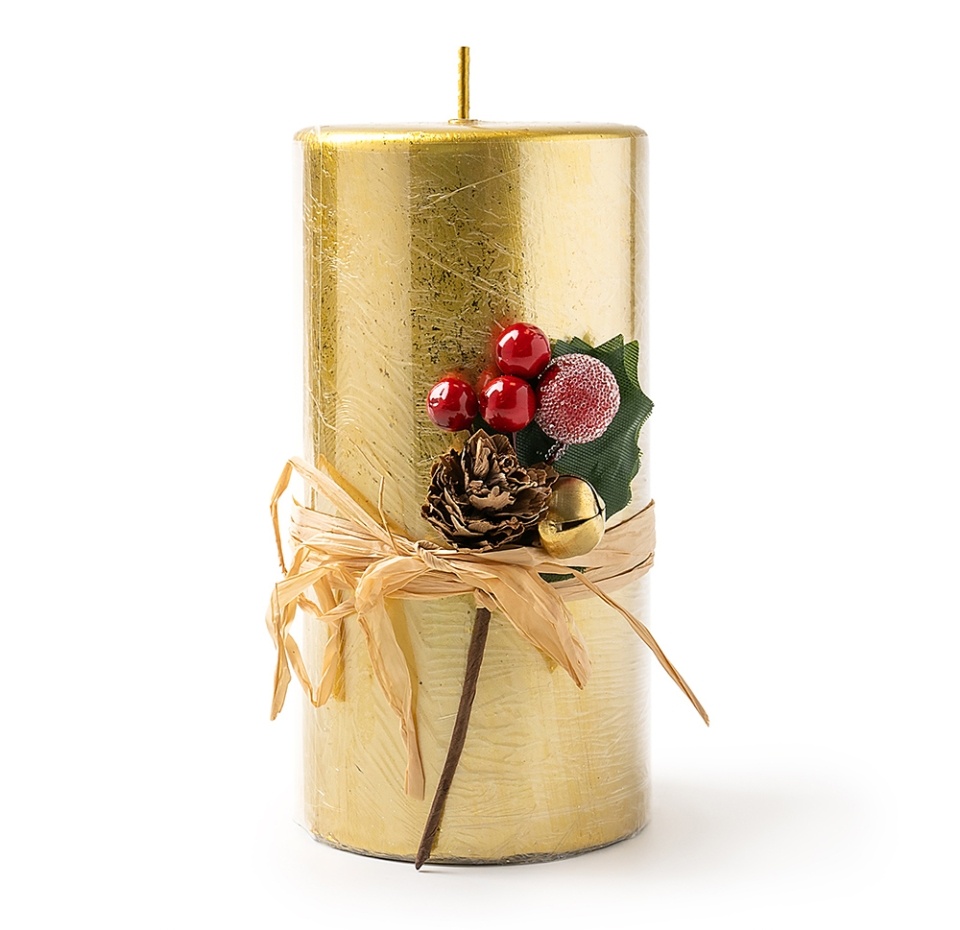 

Свеча столбик Азбука Вкуса с декором золотой парафин 14.3см