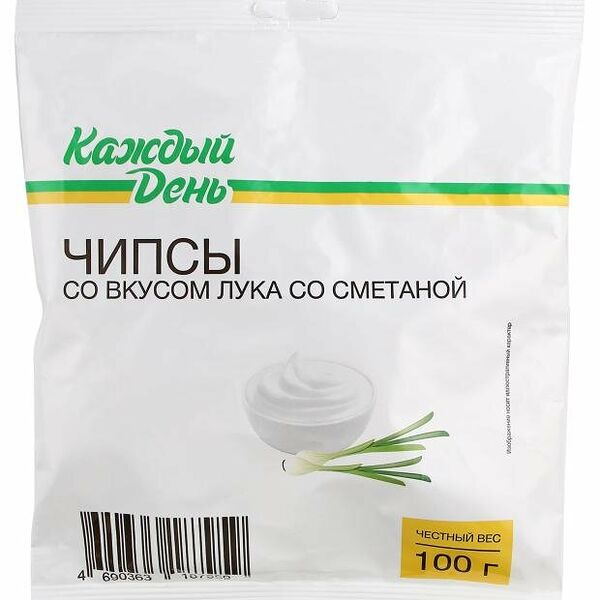 Чипсы Каждый день со вкусом сметаны и лука
