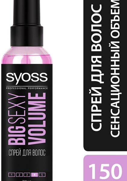 Спрей для укладки волос Syoss Big Sexy Volume Сенсационный объем Экстрасильная фиксация 4 150мл