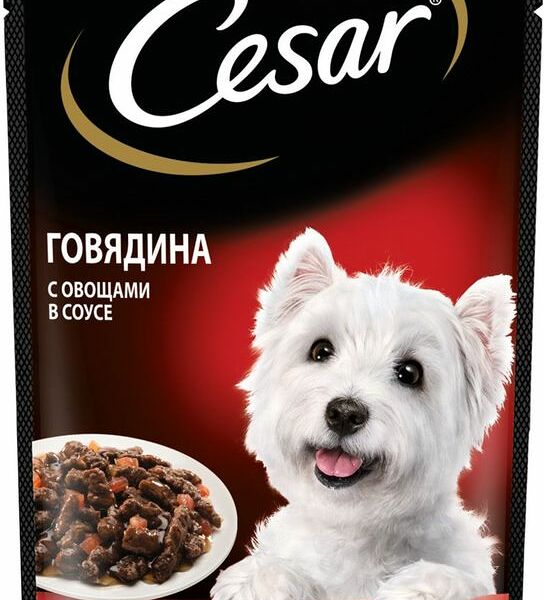 Корм влажный Cesar говядина с овощами в соусе для собак 85г