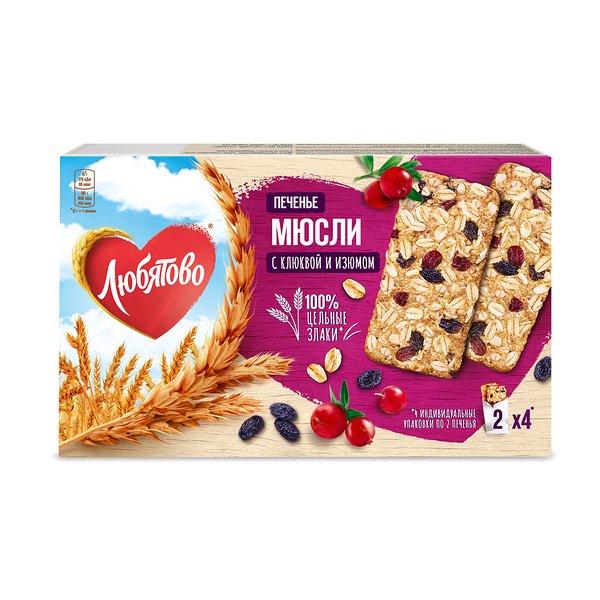 Печенье-мюсли Любятово клюква-изюм