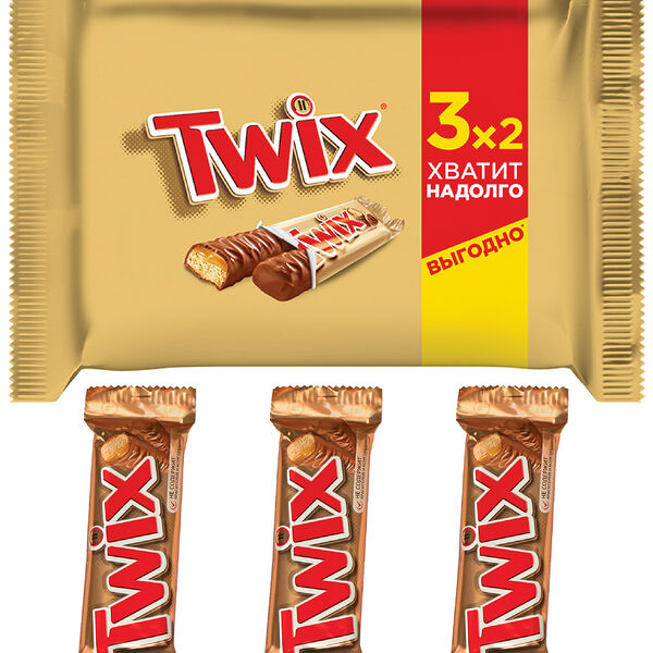 Twix шоколадный батончик с карамелью, пачка 165 г