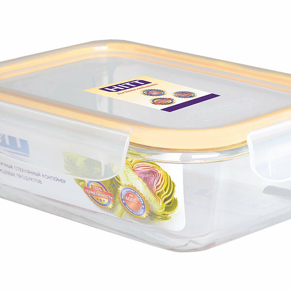 Контейнер стеклянный с герметич пластик крышкой