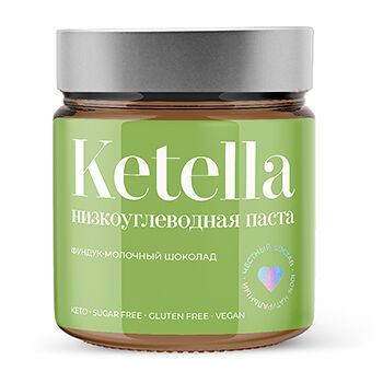 Паста шоколадно-фундучная Ketella низкоуглеводная (веган, без сахара) 180г, Россия