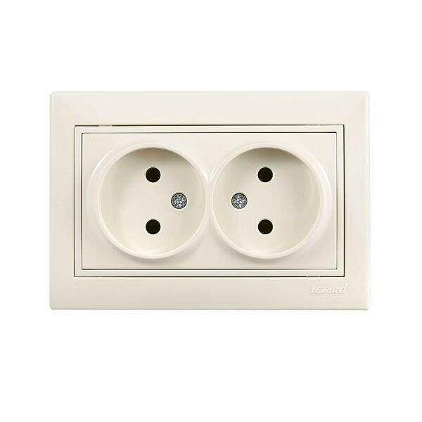 Розетка LEZARD MIRA двойная, без заземления, бежевая