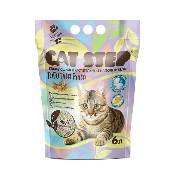 Наполнитель комкующийся растительный Cat Step Tofu Tutti Frutti 6л