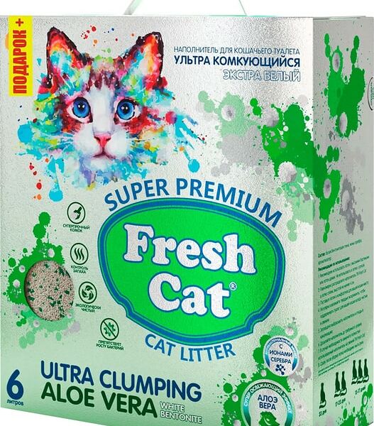 Наполнитель комкующийся для кошачьего туалета Fresh Cat с ароматом Алоэ вера 6л