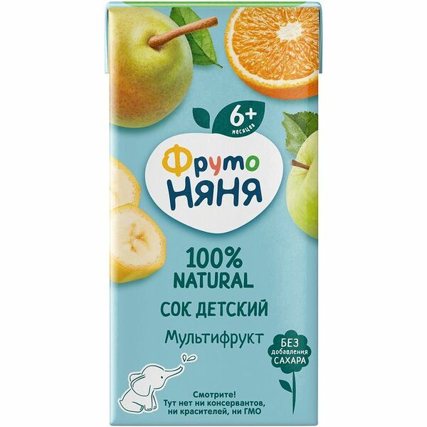 Сок ФрутоНяня мультифруктовый с 6 месяцев
