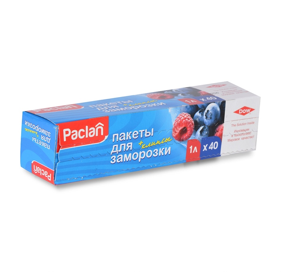 

Пакеты для заморозки Paclan 28 х 18 см 1 л 40 шт.