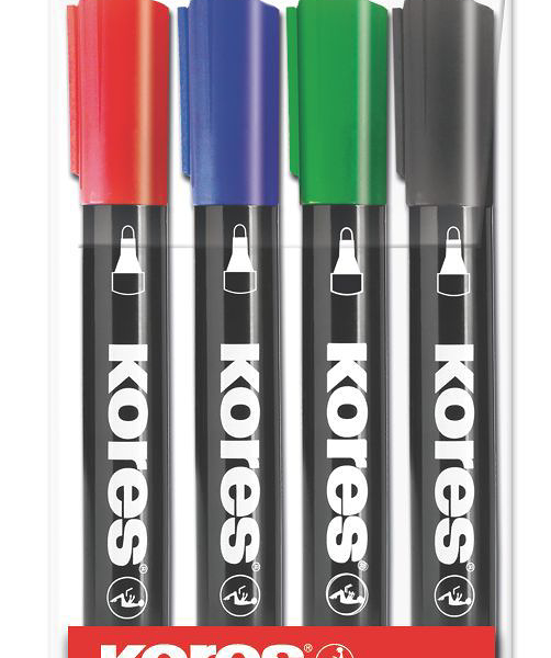 Маркер перманентный 3мм 4 цвета, 4 шт ТМ Kores (Корес)