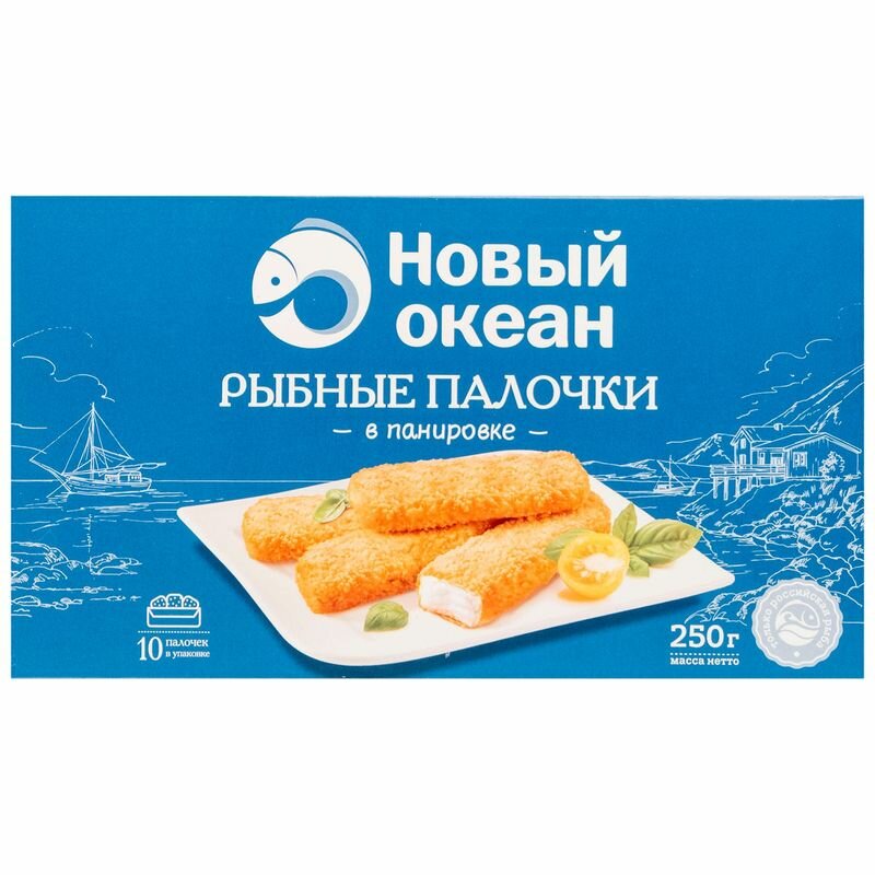 Купить Палочки из филе минтая в панировке Новый Океан, 250г по низкой ...