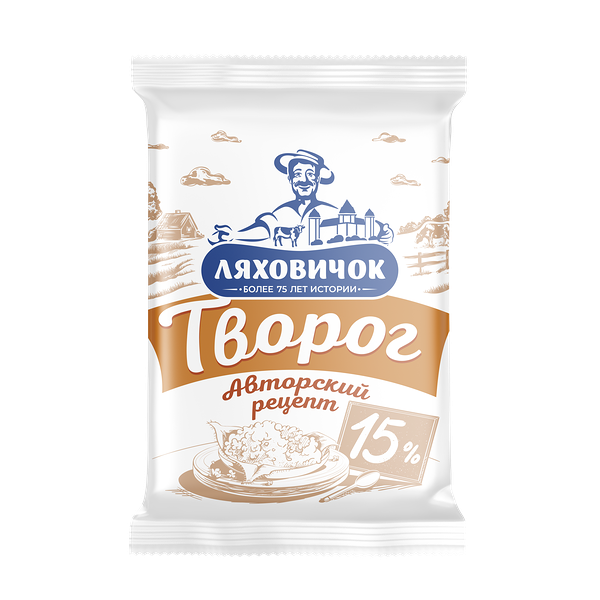 Творог жир 15 % пачка 200 гр Ляховичок