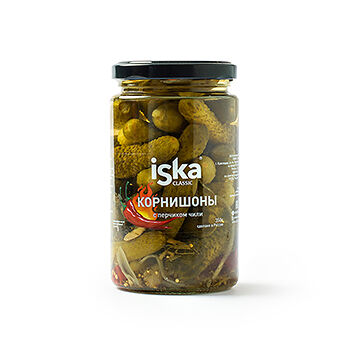 Корнишоны Iska с зеленью маринованные, 350г