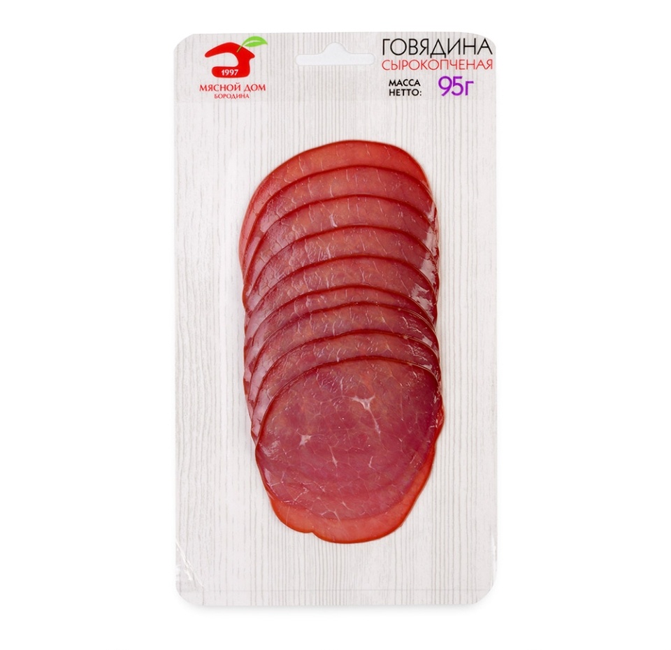 

Говядина сырокопченая Мясной Дом Бородина, нарезка, 95 г