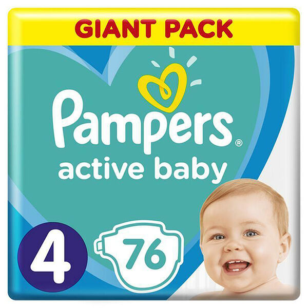 Pampers activ baby подгузники детские N4 9-14кг N76