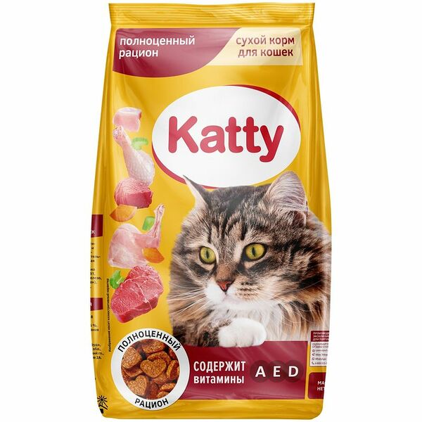 Сухой корм Katty для взрослых кошек 800г