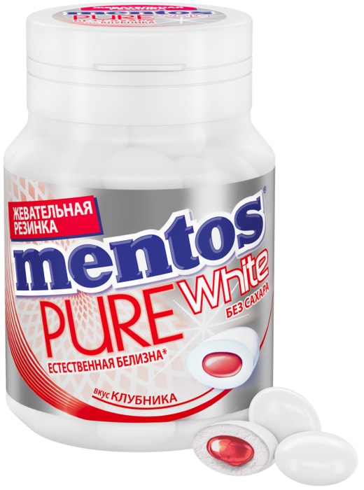 

Жевательная резинка Mentos Pure White Клубника, 54г