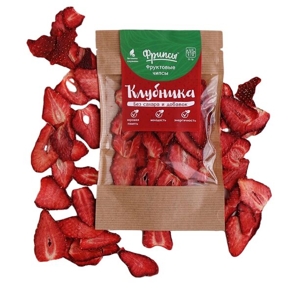 Чипсы фруктовые ЭкоСнеки Фрипсы Клубника, без сахара
