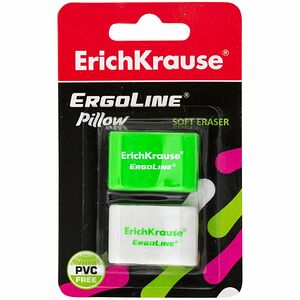 Ластик ErichKrause ErgoLine Pillow, 33х20х8 мм, 2 шт.