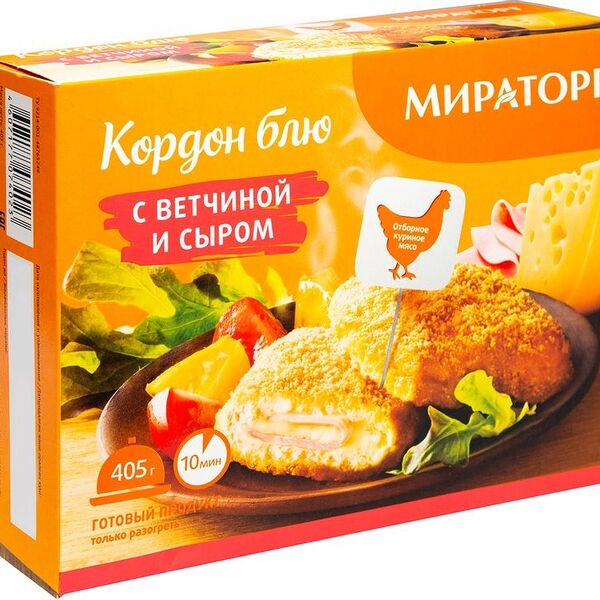 Кордон блю Мираторг с ветчиной и сыром, 405г