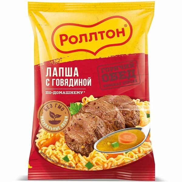 Лапша быстрого приготовления Роллтон с Говядиной По-Домашнему, 85г