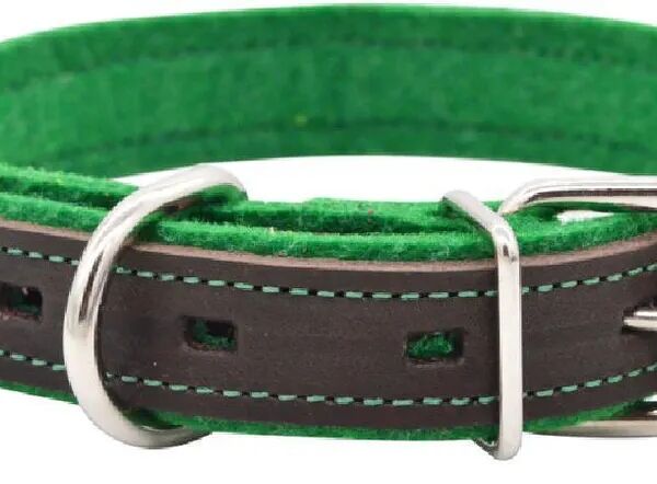 Ошейник ZOOexpress SUOMI LINE 1сл 20 мм длина 30-38 см коричневый зеленый фетр