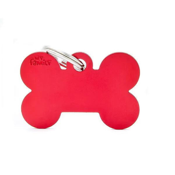 Адресник для кошек и собак маленький Косточка, красный