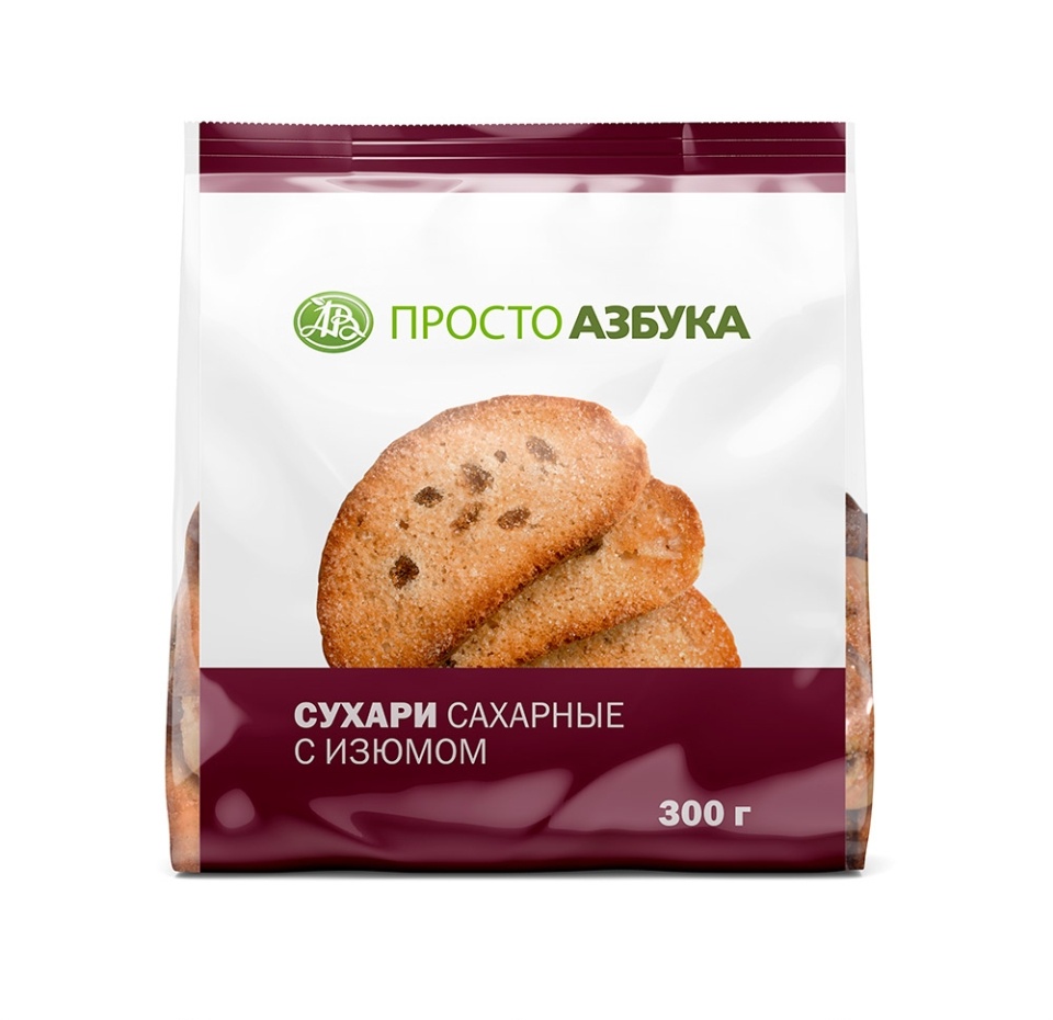 

Сухари Просто Азбука Сахарные с изюмом 300 г