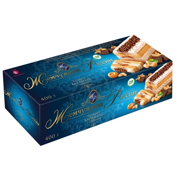 Мороженое жемчужина россии 400 г пломбир с карамелью и орехами рулет