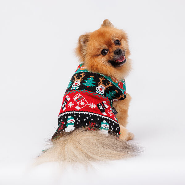 Свитер новогодний для собак, 35 см, зелено-красный