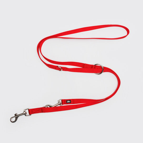 Поводок нейлоновый 5 в 1 регулируемый, 15 мм, 200 см, красный