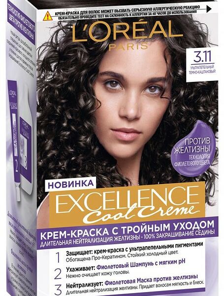 Крем-краска для волос Loreal Paris Excellence Cool Creme 3.11 Ультрапепельный темно-каштановый