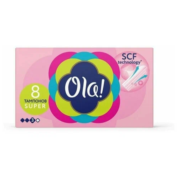 Тампоны женские Super с шелковистой поверхностью, Ola!, 8 шт. 3 капли