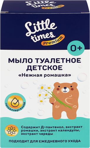 Мыло твердое туалетное детское LITTLE TIMES Нежная ромашка, 90г
